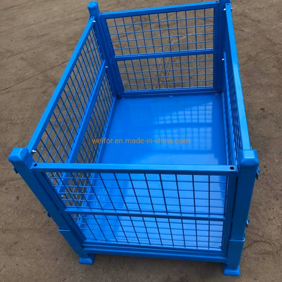 Conteneur de stockage de bac en métal de cage de boîte de grillage bon marché