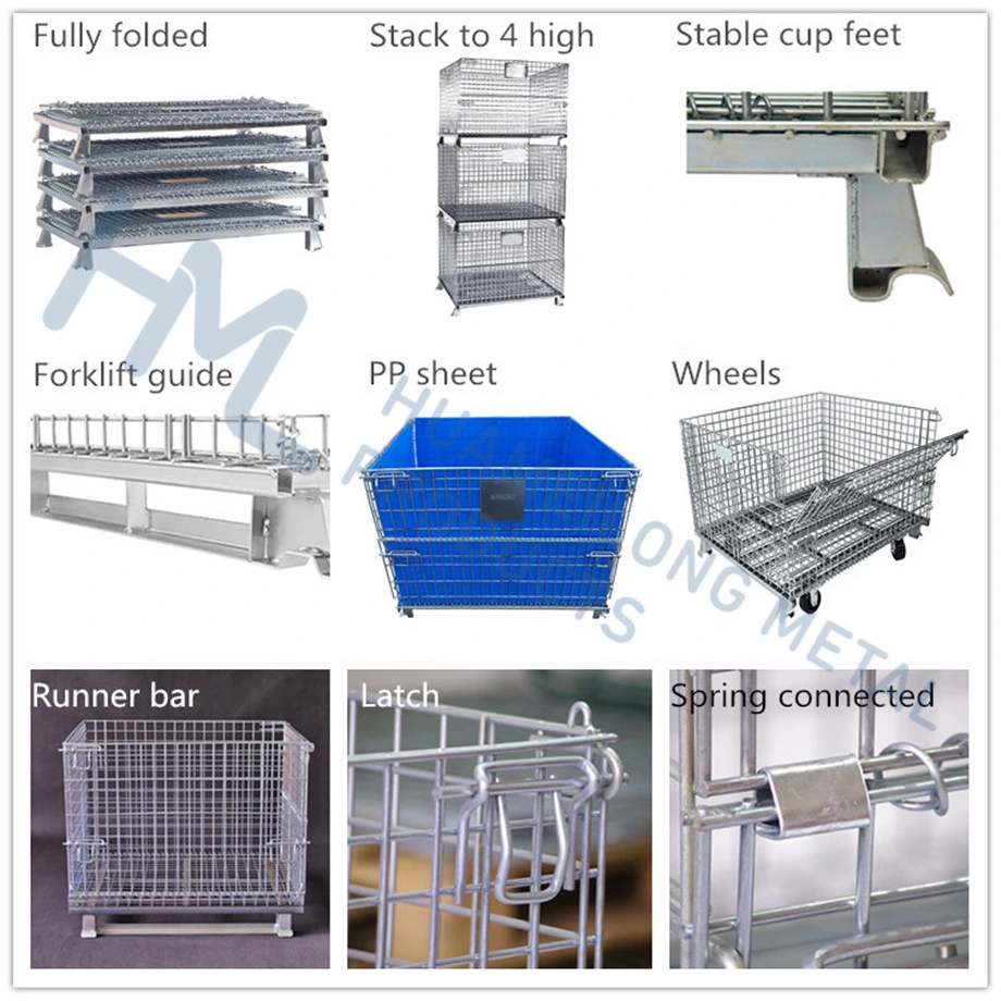 Heavy-Duty Rigid Folding Collapsible Wire Mesh Stillage for Cargo Storage