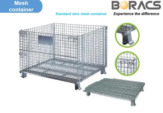 Entrepôt de stockage haute capacité robuste OEM et ODM Q235, boîte à mailles, cage métallique/conteneur de stockage de bac en métal